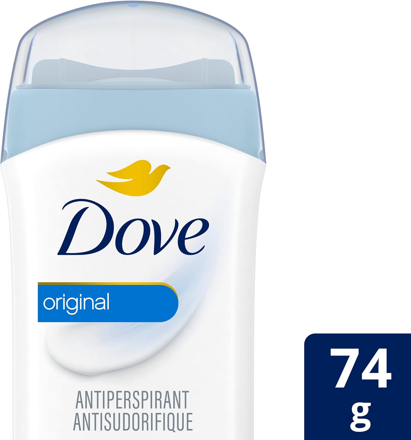 Dove Antiperspirant Stick Original Clean, for Women, For 48H Underarm Sweat & Odour Protection, 74g | 1/4 moisturizers, alcohol-free formula, fresh clean scent, women's daily antiperspirant deodorant stick for 48H protection