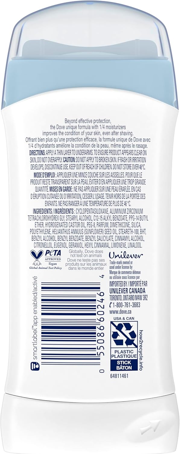 Dove Antiperspirant Stick Original Clean, for Women, For 48H Underarm Sweat & Odour Protection, 74g | 1/4 moisturizers, alcohol-free formula, fresh clean scent, women's daily antiperspirant deodorant stick for 48H protection