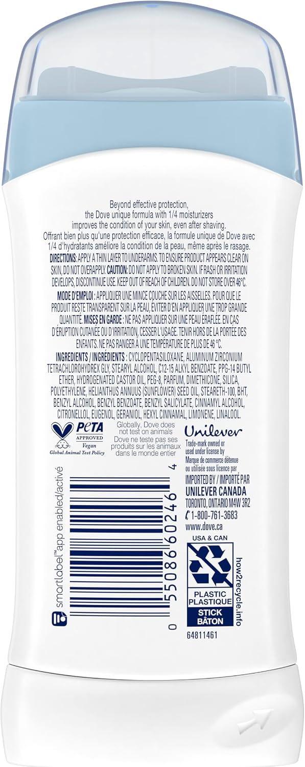 Dove Antiperspirant Stick Original Clean, for Women, For 48H Underarm Sweat & Odour Protection, 74g | 1/4 moisturizers, alcohol-free formula, fresh clean scent, women's daily antiperspirant deodorant stick for 48H protection