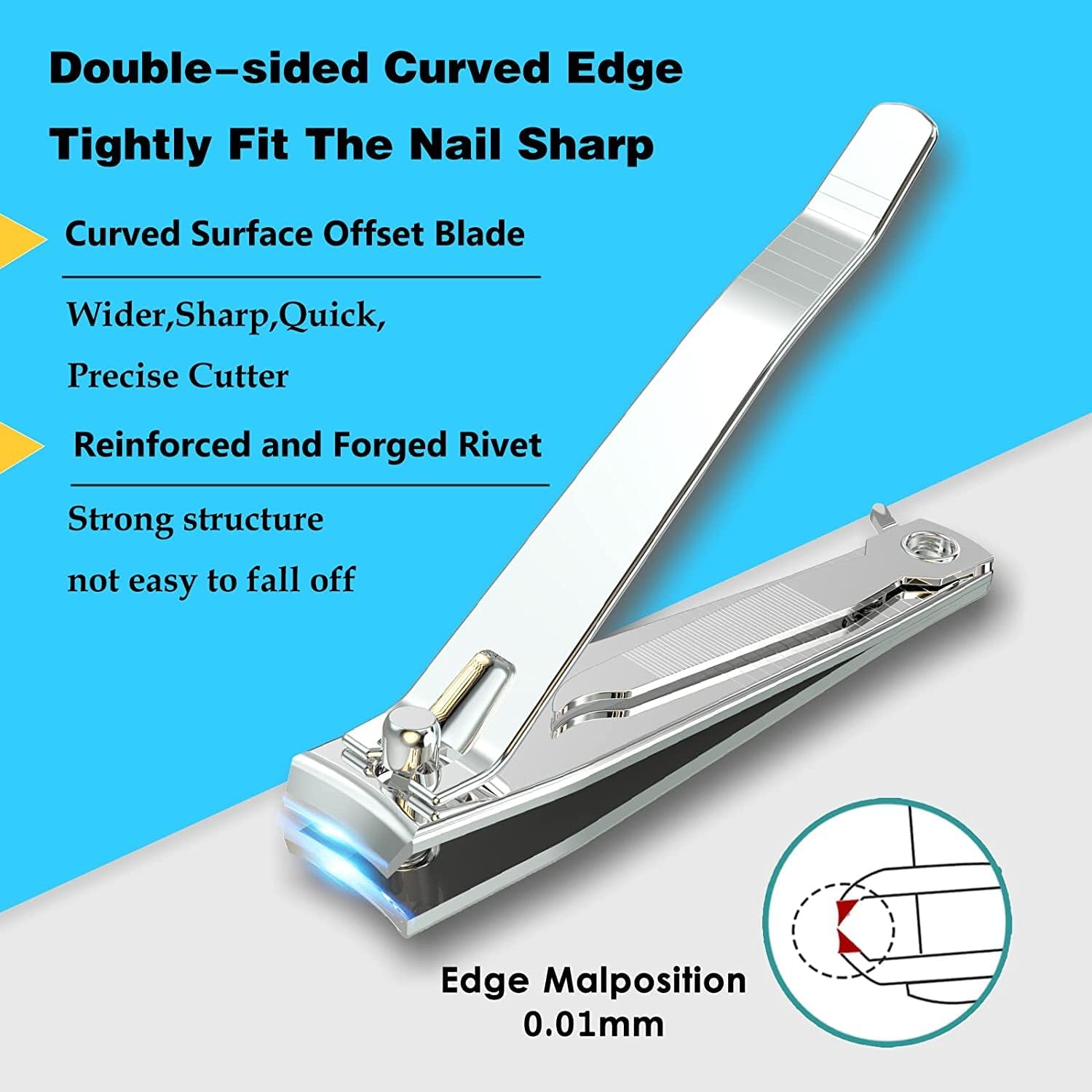 Nail Clippers with Nail File,Fingernail Clipper,Toe nail Clippers | Nail Clipper Set (Silver), Large for Toenails,Small for Fingernails, Used Separately, Ideal Gift for Men and Women