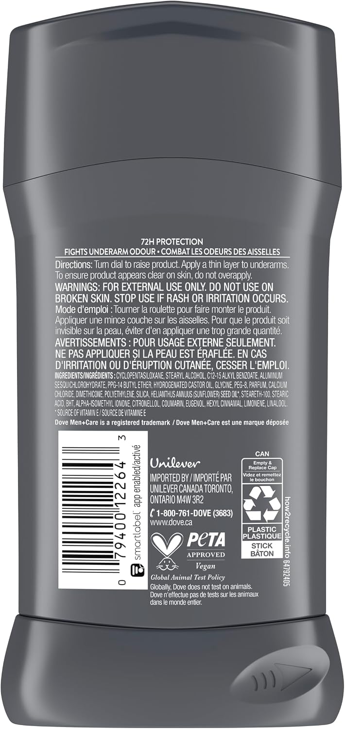 Dove Men+Care Antiperspirant Stick for 72h sweat & odour protection Extra Fresh with Triple Action moisturizer to help prevent skin irritation caused by dryness, 76g (Pack of 4)
