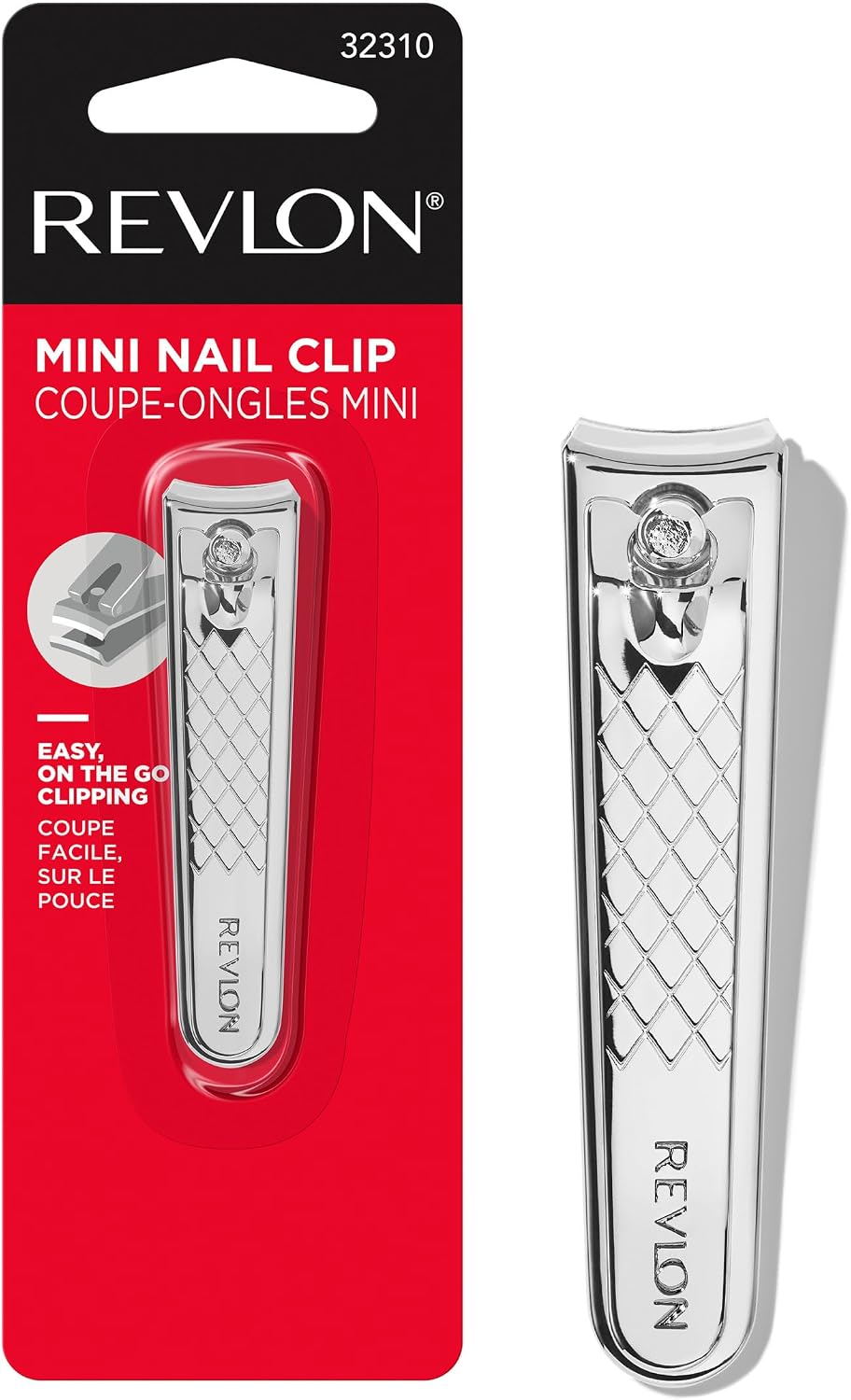 Revlon Compact Nail Clipper, Small Mini Design, Perfect for Travel, Use to Trim Fingernails and Toenails, Stainless Steel, 1 Count
