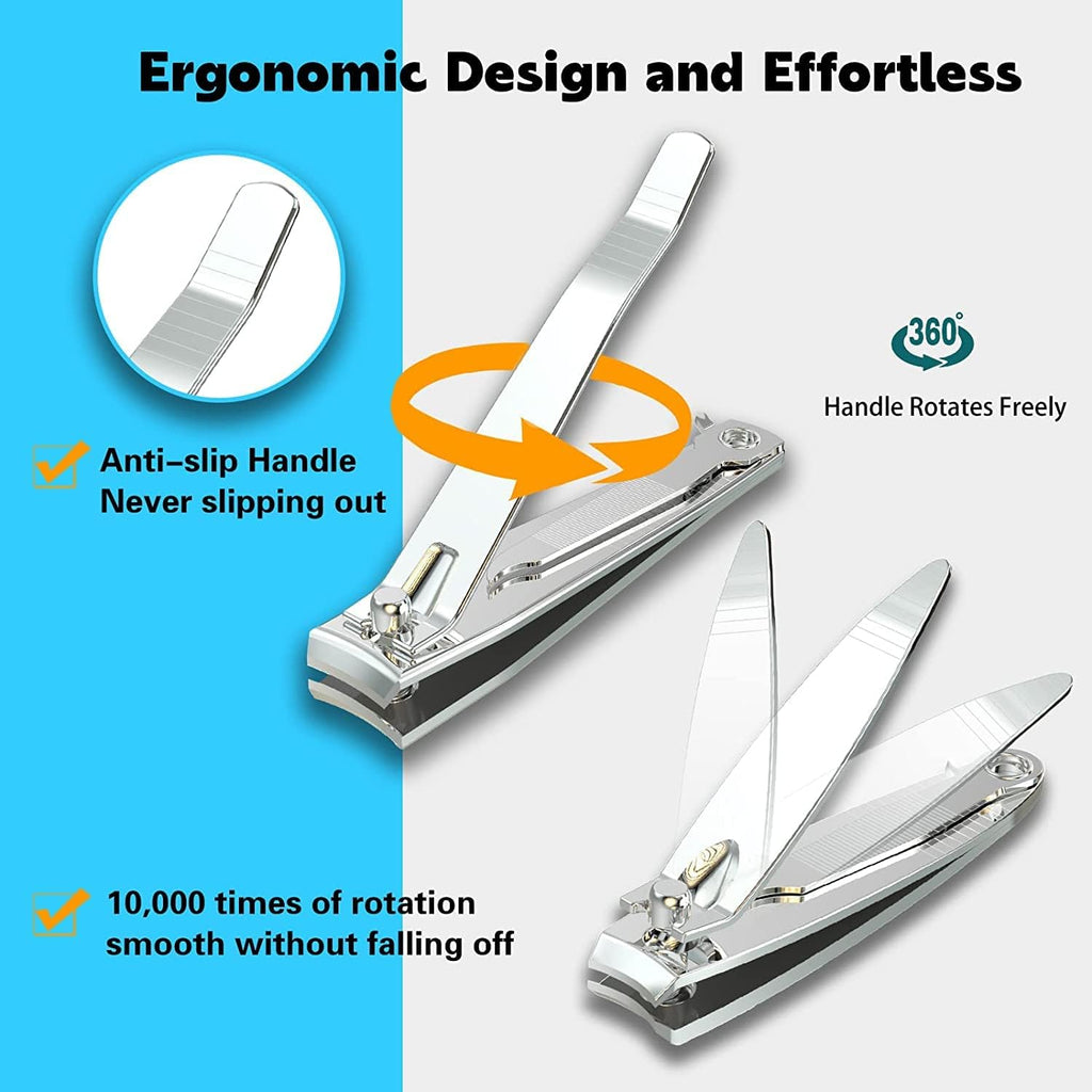 Nail Clippers with Nail File,Fingernail Clipper,Toe nail Clippers | Nail Clipper Set (Silver), Large for Toenails,Small for Fingernails, Used Separately, Ideal Gift for Men and Women