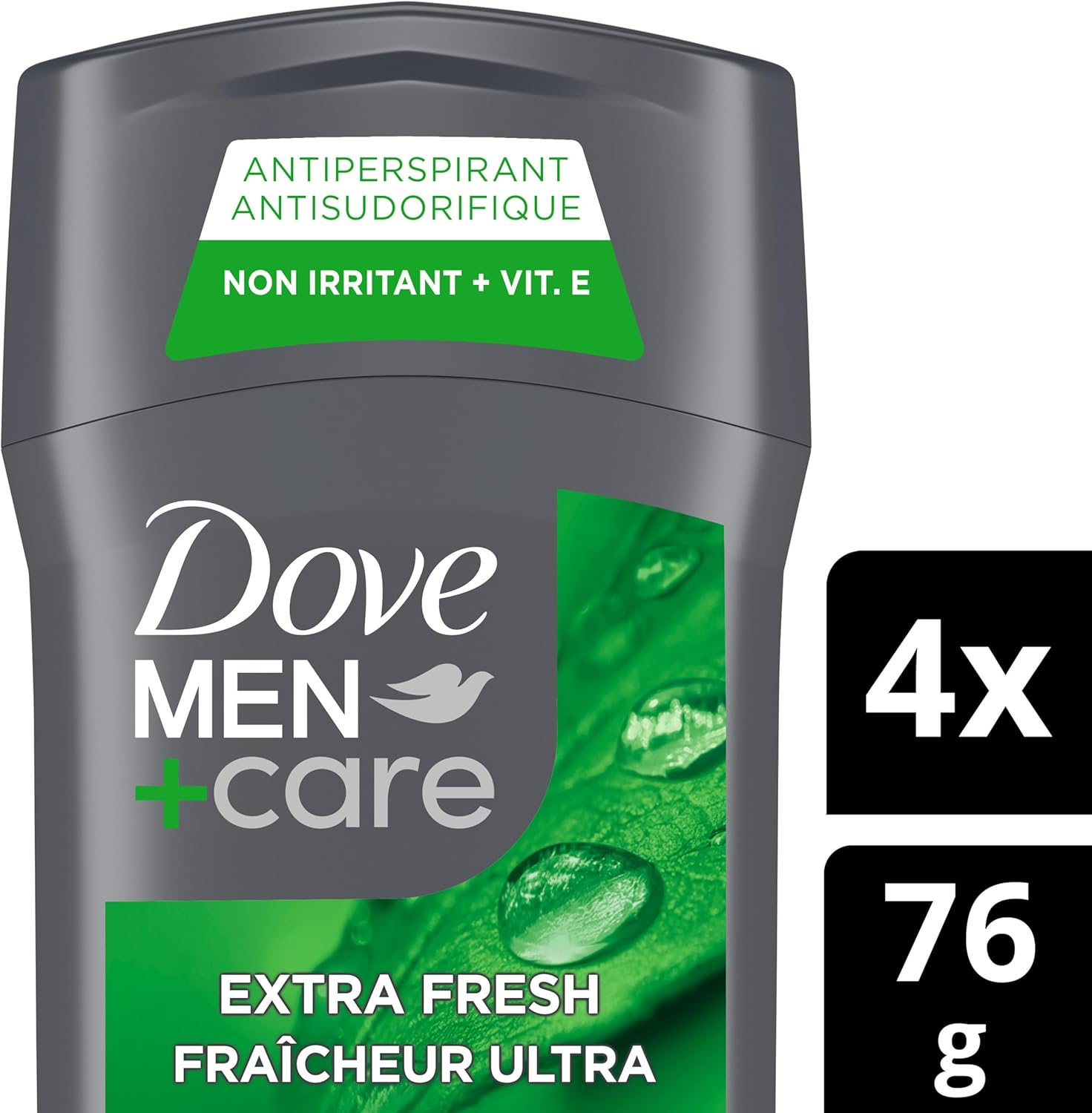 Dove Men+Care Antiperspirant Stick for 72h sweat & odour protection Extra Fresh with Triple Action moisturizer to help prevent skin irritation caused by dryness, 76g (Pack of 4)
