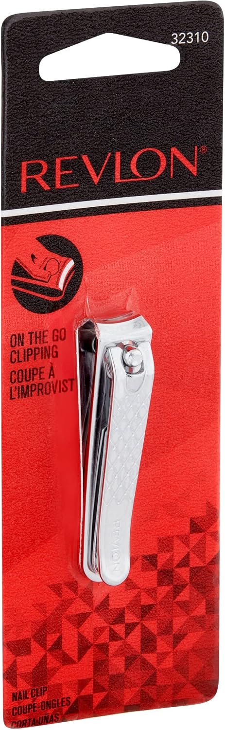 Revlon Compact Nail Clipper, Small Mini Design, Perfect for Travel, Use to Trim Fingernails and Toenails, Stainless Steel, 1 Count