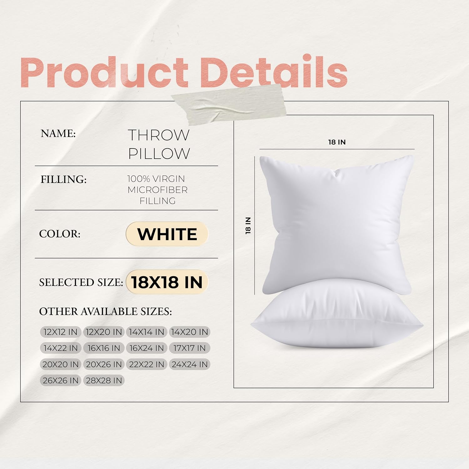 Elegant White Throw Pillow Set